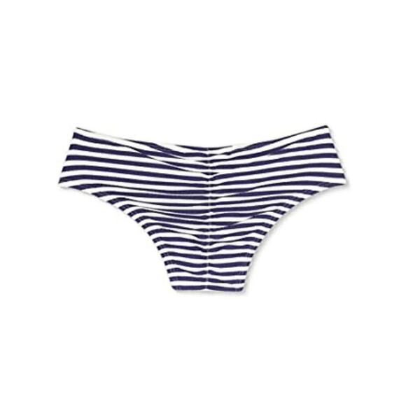 Juniors Ribbed Cheeky Hipster Bikini Bottom Loo- Xhilaration Navy Stripe XS 00 - Picture 12 of 12